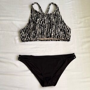 Tan and Black Swimwear Bikini Set